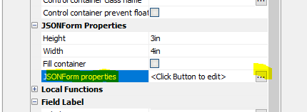 Opening JSON Form properties